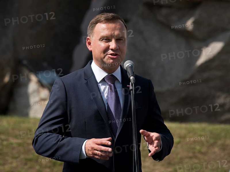 LUBIN, POLAND - AUGUST 31, 2017: Celebrations of the 35th anniversary of the Lubin Crime and the 37th anniversary of the founding of the Solidarity Trade Union. President Andrzej Duda speaks
