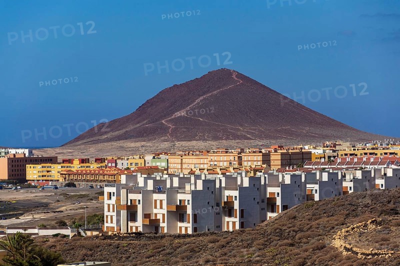 Montana Roja mountain on Tenerife coast near El Medano, Canary Islands, Spain, sunny summer day Tenerife, Spain