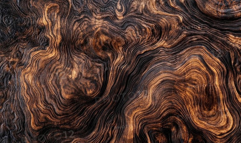 Swirling wood grain pattern in brown with textured appearance AI generated