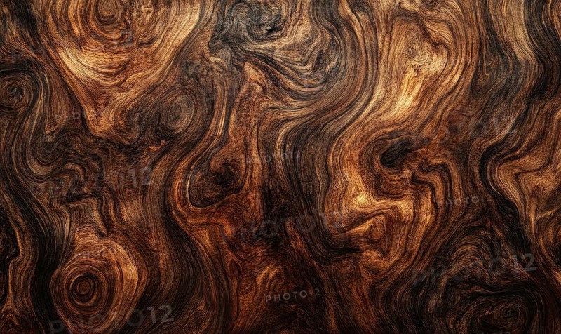 Natural wood grain appearance with swirling textures in brown tones AI generated