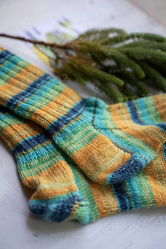 Knitted socks with pine green