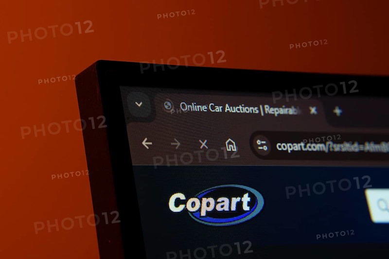Dhaka, Bangladesh- 02 June 2025: Close-up of a computer screen displaying the Copart web interface in dark mode