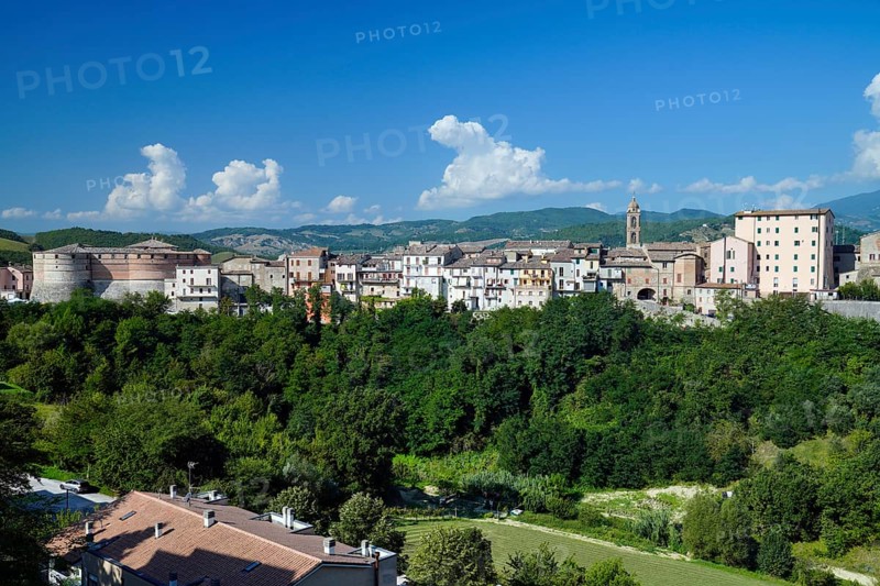 Rocca of Sassocorvaro, city view, Sassocorvaro, Sassocorvaro Auditore, Pesaro and Urbino, Marche, Italy