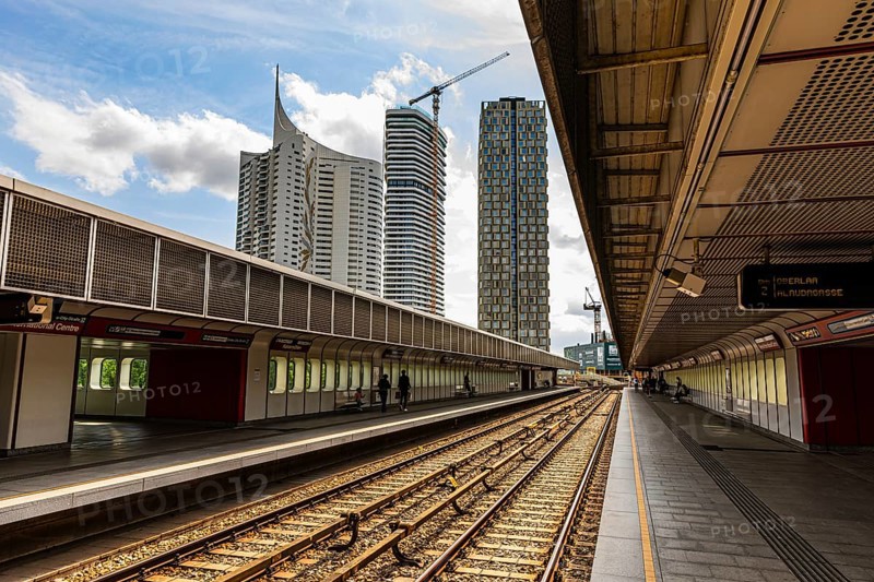Kaisermühlen underground station, Uno-City, Vienna, Austria