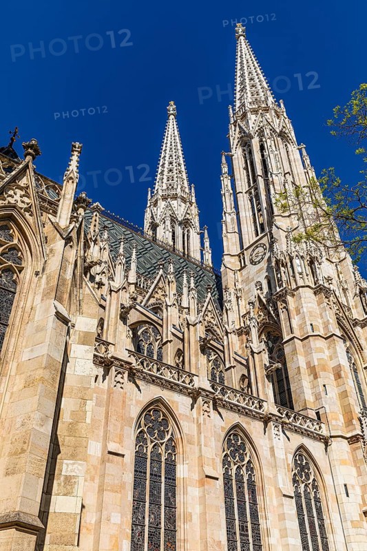 Church towers of the neo-gothic votive church, Vienna, Austria