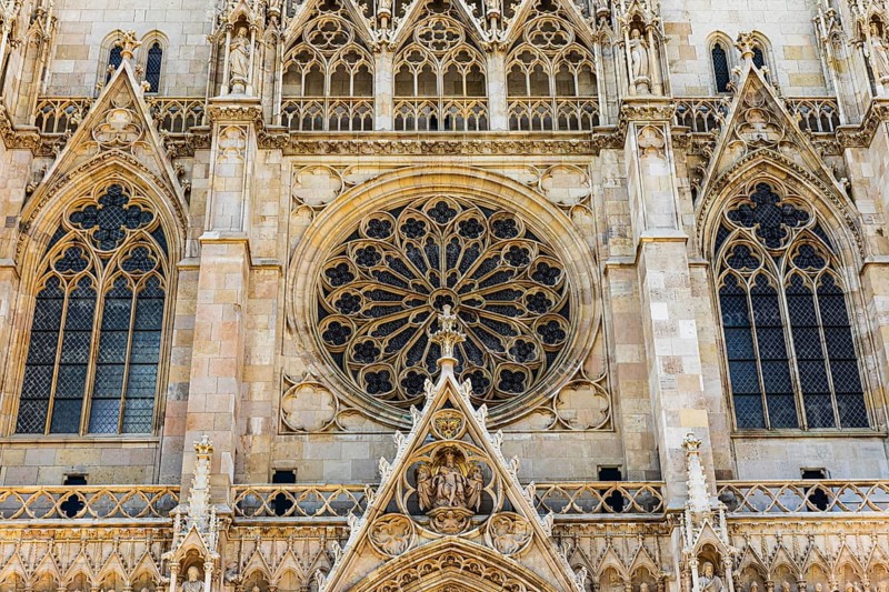 Façade of the votive church in neo-gothic style, Vienna, Austria