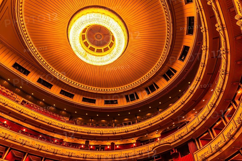 Large ceiling light in the large auditorium of the Vienna State Opera, Vienna, Austria