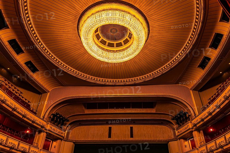 Large ceiling light in the large auditorium at the Vienna State Opera, Vienna, Austria