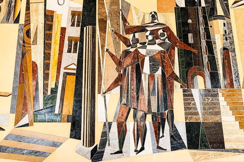 Marble mosaic on a wall, Vienna State Opera, Vienna Austria