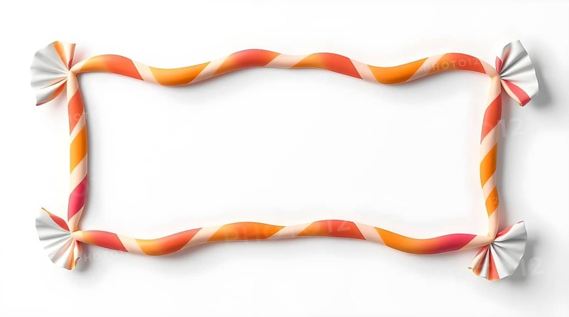 Decorative frame made of colorful candy twists for creative Halloween, Thanksgiving, Christmas, New Year, birthday, kids projects, and celebrations. AI generated