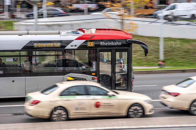 Rheinbahn bus at Düsseldorf-Bilk station, taxi stand, North Rhine-Westphalia
