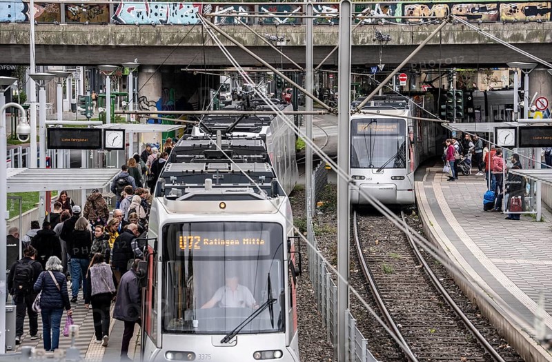 Tram station, at Düsseldorf-Bilk station, hub of S-Bahn, subway, tram, public bus, North Rhine-Westphalia