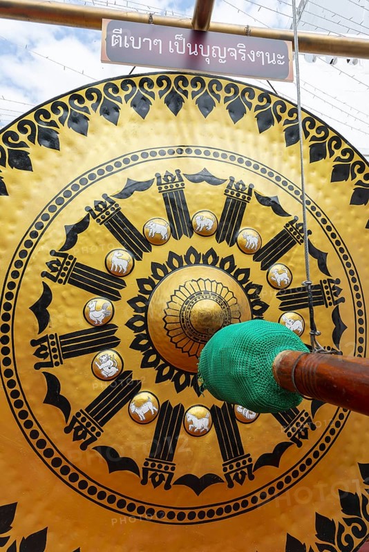 Temple gong (also Victory Gong or Luck Gong), when climbing to Wat Saket (Golden Mount) in the Pom Prap Sattru Phai district, Bangkok, Thailand