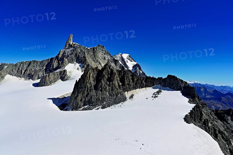 View from Pointe Helbronner mountain station to del Gigante, Chamonix-Mont-Blanc, Haute-Savoie, Italian watershed, France