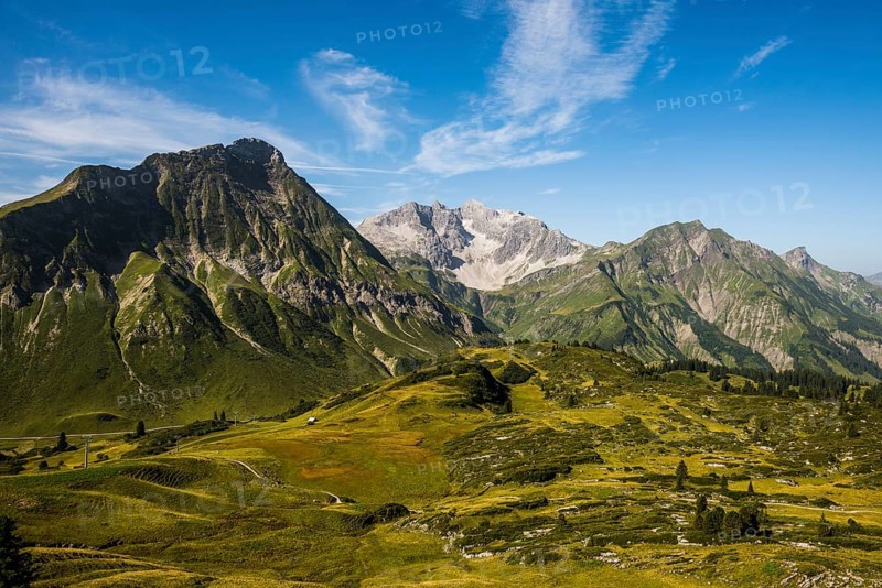 Mountain landscape, Körbersee, Warth, Bregenzerwald, Vorarlberg, Alps, Austria