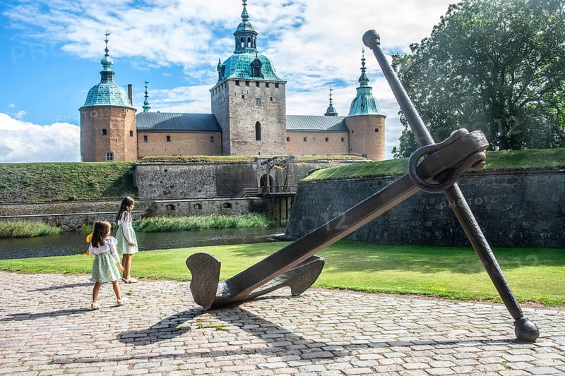Anchor in front of the castle in Kalmar, Småland, Sweden, Scandinavia