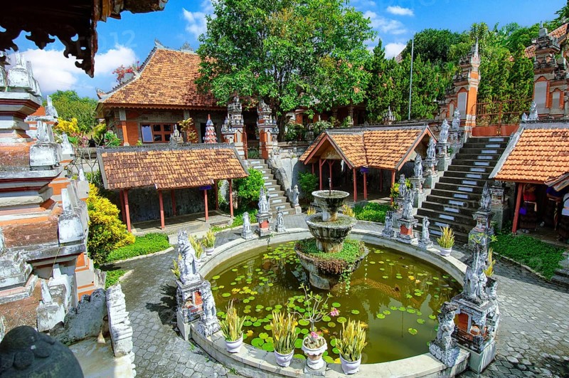 Old fountain in Brahma Vihara Arama Buddha Banjar Buddhist monastery, Banjar, Bali, Indonesia