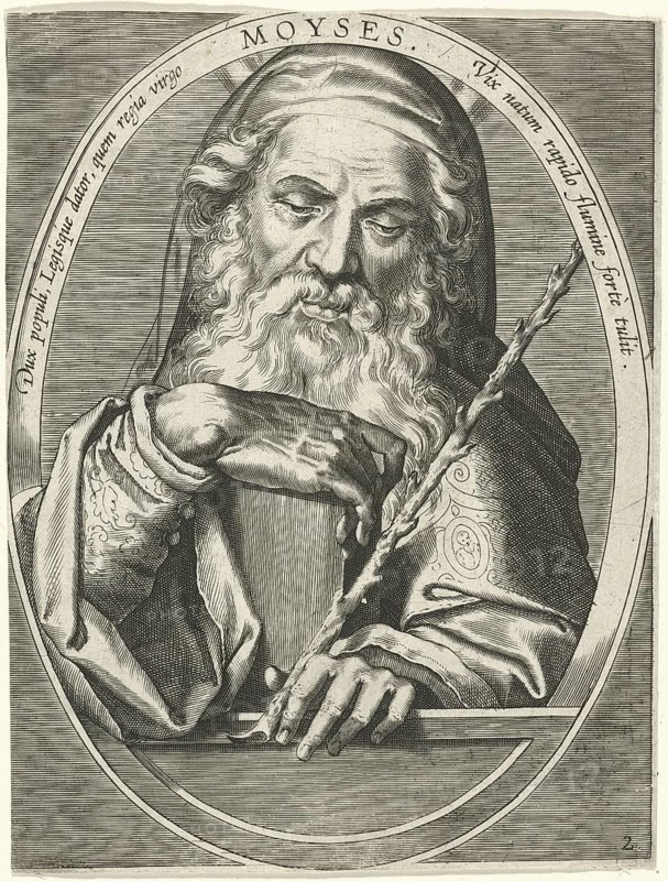 Moses, Moses, is the central figure in the stories of the Pentateuch. According to biblical tradition, the prophet Moses, as God's representative, led the people of the Israelites on a 40-year migration from Egyptian slavery to the Canaanite land, reproduction from a model from the 19th century. Authentic, file restored for optimal use, exact date of original unknown