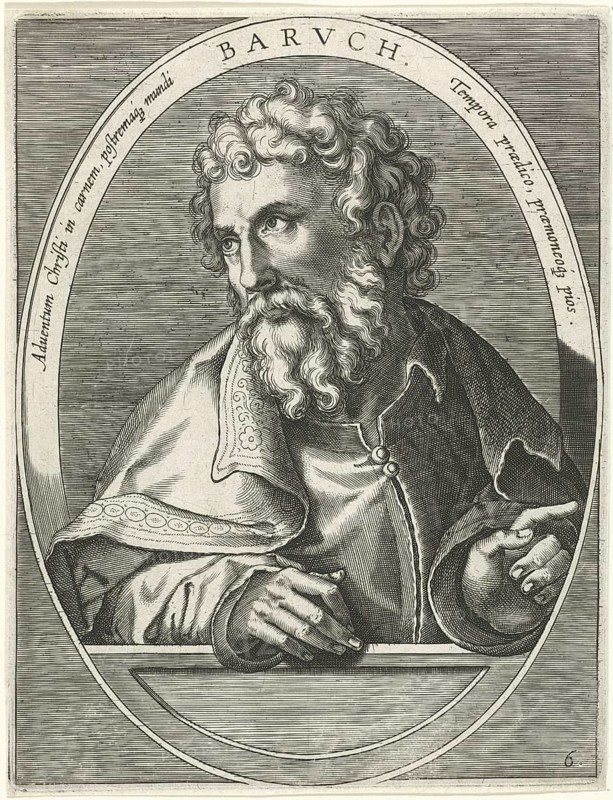 Baruch, son of Neriah, quartermaster of King Zedekiah, is mentioned several times in the Book of Jeremiah as the scribe of this prophet, reproduction from a 19th-century model. Authentic, file restored for optimal use, exact date of original unknown