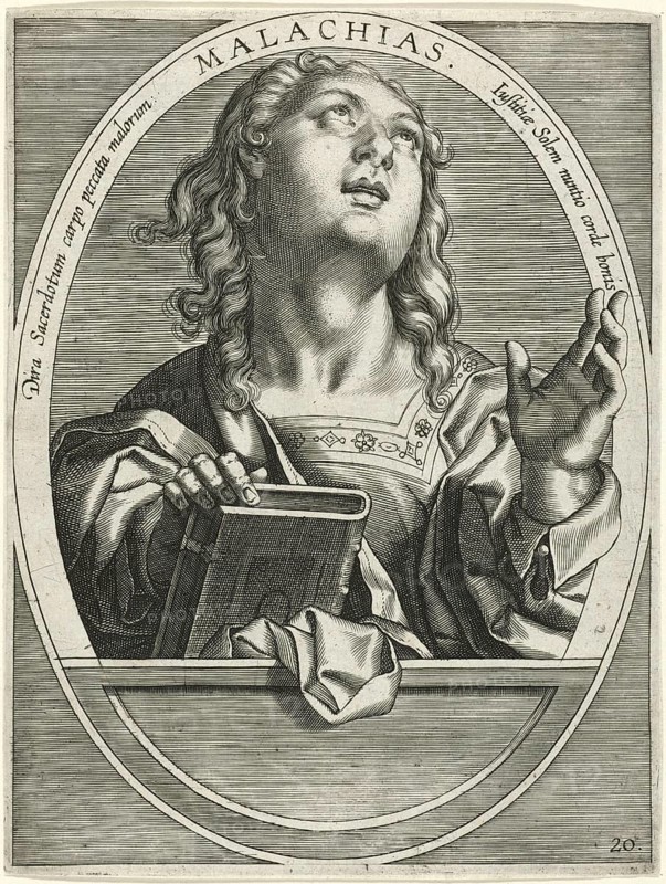 Malachi, refers to a biblical prophet and the book of the Jewish Tanakh or the Christian Old Testament attributed to him, reproduction from a 19th-century model. Authentic, file restored for optimal use, exact date of original unknown