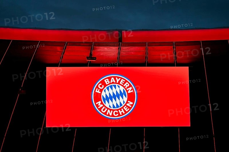 Scoreboard logo FC Bayern Munich, FCB, Champions League, Allianz Arena, Munich, Bayern, Germany