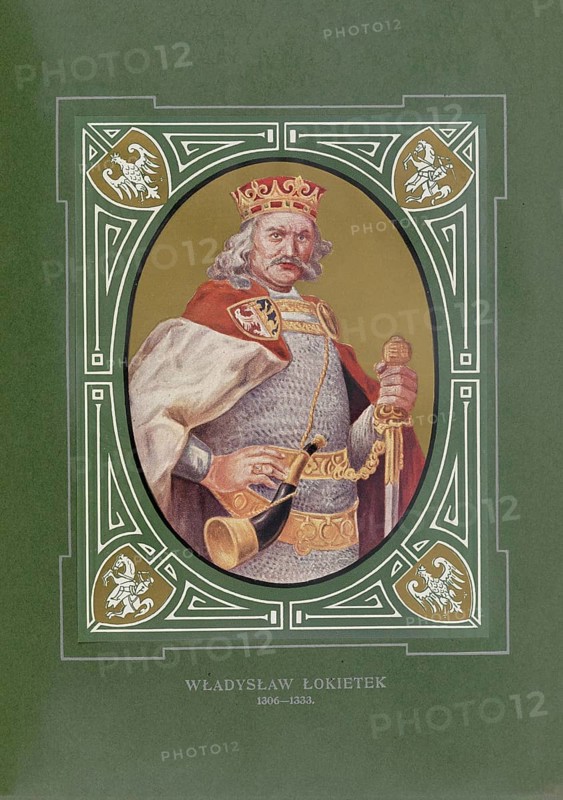 Wladyslaw I. Ellenlang, Wladyslaw I Lokietek, Ladislaus, (born 1260, died March 1333 in Krakow, Poland) was Senior Duke of Poland as Wladyslaw IV from 1306 (dux Regni Poloniae), and from 1320, as Wladyslaw I, King of Poland, illustration, reproduction from a 19th-century model. Authentic, file restored for optimal use, exact date of original unknown