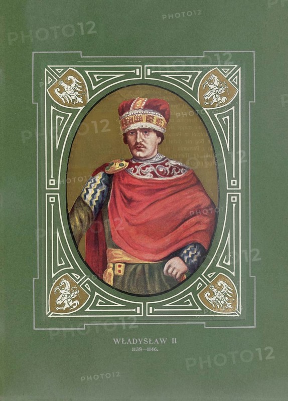 Wladyslaw the Expulsed or Wladislav II of Silesia, Wladyslaw II Wygnaniec, (born 1105, died May 30, 1159) was Duke of Silesia in 1138 - 1146 and, as Wladyslaw II, Senior Duke of Poland, illustration, reproduction of a model from the 19th century. Authentic, file restored for optimal use, exact date of original unknown
