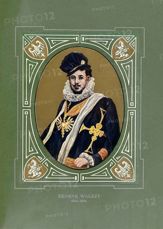 Henry III of France (born September 19, 1551 in Fontainebleau, died August 2, 1589 in Saint-Cloud), baptismal name Alexandre-Édouard, Duke of Anjou, also known as Henri of Valois, was elected King of Poland-Lithuania from 1573 to 1574 as Henryk Walezy and from 1574 until his death King of France, illustration, reproduction from a model from the 19th century. Authentic, file restored for optimal use, exact date of original unknown