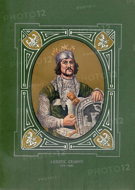 Leszek the Black, Leszek II Czarny, (born 1241, died September 30, 1288 in Krakow) was Duke of Sieradz from 1267, Duke of Leczyca from 1273 to 1278 Duke of Kujavia in Inowroclaw, and from 1279, as Leszek II, Duke of Malopolska in Sandomierz and Krakow, by the latter Senior Duke of Poland, illustration, reproduction from a model from the 19th century. Authentic, file restored for optimal use, exact date of original unknown