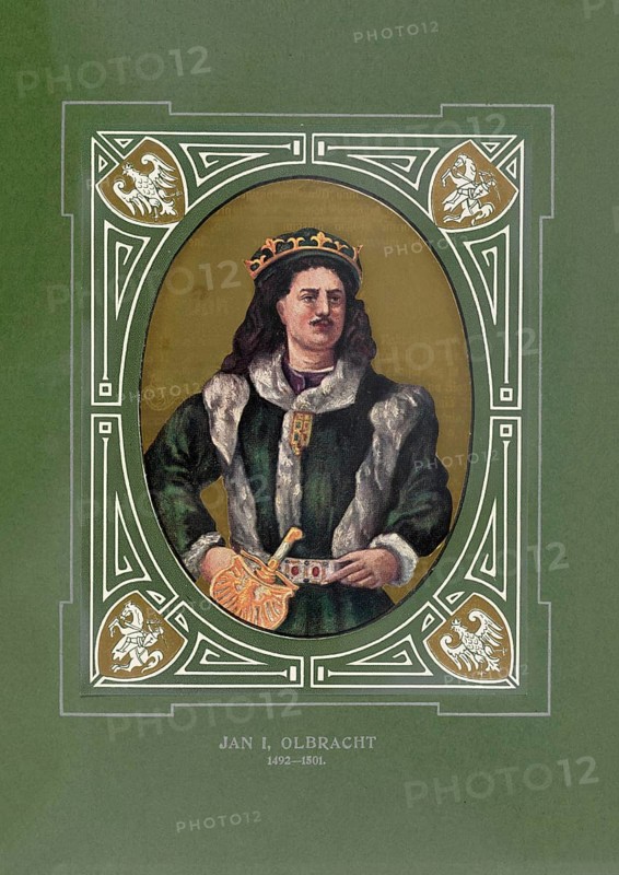 John I Albert, also Albert, Jan I Olbracht, (born December 27, 1459 in Krakow, died June 17, 1501 in Torun) was King of Poland from 1492 until his death, illustration, reproduction from a model from the 19th century. Authentic, file restored for optimal use, exact date of original unknown