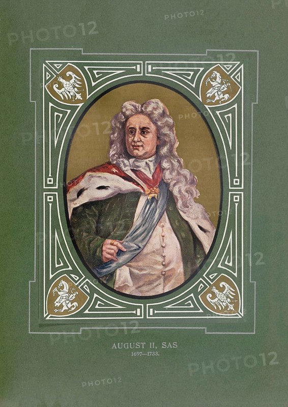 August the Strong (born May 12, 1670 in Dresden, died February 1, 1733 in Warsaw) from the Albertine line of the House of Wettin was Elector of Saxony from 1694 to 1733 as Frederick August I and from 1697 to 1706 and again from 1709 to 1733 as August II in personal union as King of Poland and Grand Prince of Lithuania, illustration, reproduction of a model from the 19th century. Authentic, file restored for optimal use, exact date of original unknown