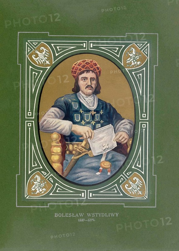 Boleslaw V Wstydliwy, Boleslaw V Wstydliwy, Boleslaus, (born June 21, 1226 in Stary Korczyn, died December 7, 1279 in Krakow) was Duke of Malopolska in Sandomierz from 1232 and from 1243, as Boleslaw V, Duke of Malopolska in Krakow and nominally Senior Duke of Poland, illustration, reproduction of a Original from the 19th century. Authentic, file restored for optimal use, exact date of original unknown