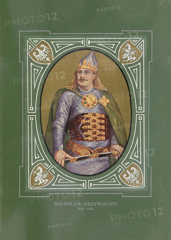 Boleslaw III, Schiefmund, Boleslaw III Krzywousty, (born August 20, 1085 in Krakow, died October 28 1138 in Sochaczew) was Duke of Poland from 1102 and sole ruler from 1107, illustration, reproduction of a model from the 19th century. Authentic, file restored for optimal use, exact date of original unknown