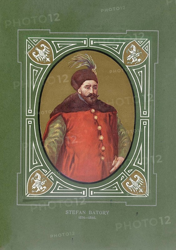 Stephen Bathory, Stefan Batory, (born September 27, 1533 in Szilágysomlyó, Hungary, died December 12, 1586 in Grodno, Poland-Lithuania) was elected prince of Transylvania 1571—1576 and from 1576, as King of Poland and Grand Prince of Lithuania, illustration, reproduction of a model from the 19th century. Authentic, file restored for optimal use, exact date of original unknown