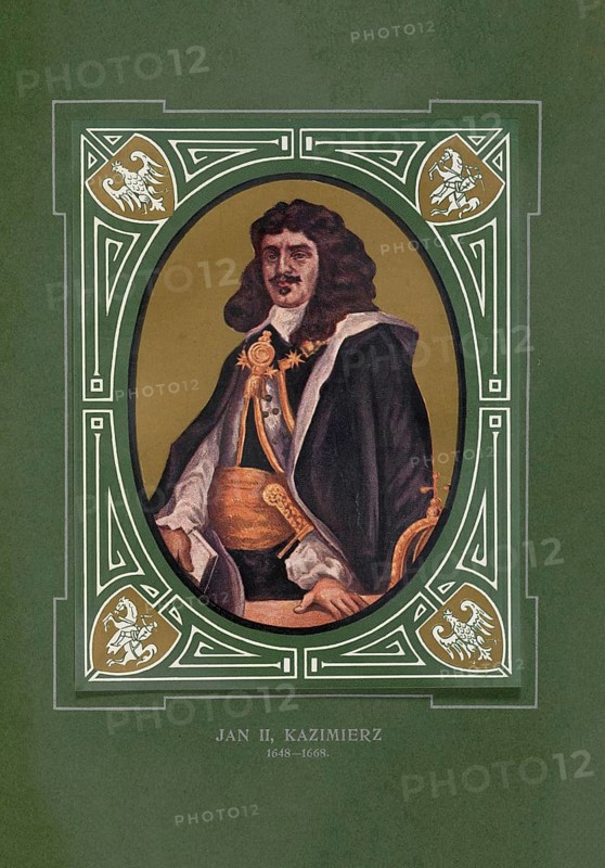 John II Casimir, Casimir Wasa, Jan II Kazimierz Waza, Ioannes Casimirus, (born March 21, 1609 in Krakow, died December 16 1672 in Nevers) from the Swedish dynasty Wasa was from 1648 to 1668 as King of Poland and Grand Prince of Lithuania the elected ruler of the State of Poland-Lithuania and Titular King of Sweden until the end of his life, illustration, reproduction of an original from the 19th century. Authentic, file restored for optimal use, exact date of original unknown