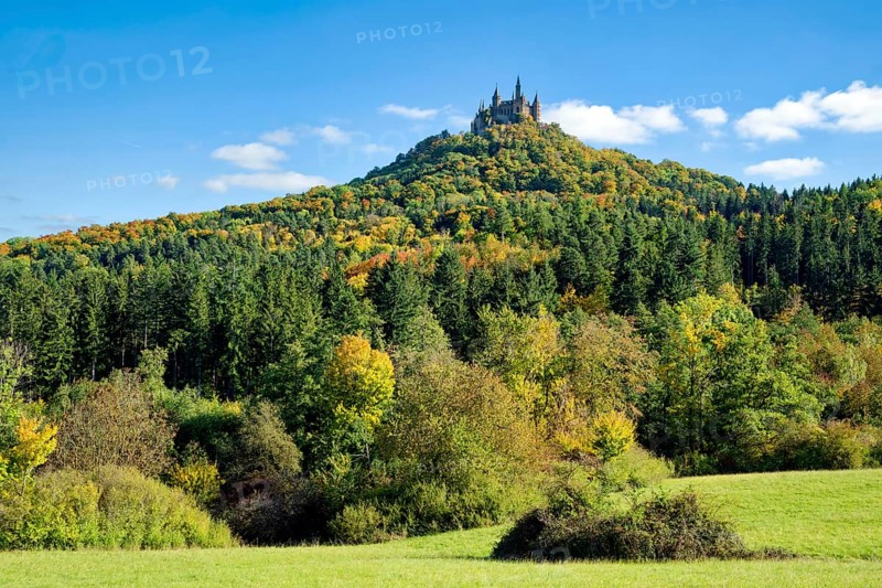 Hohenzollern Castle, ancestral home of the House of Hohenzollern, noble family, German emperors, Bisingen, Baden-Württemberg, Germany