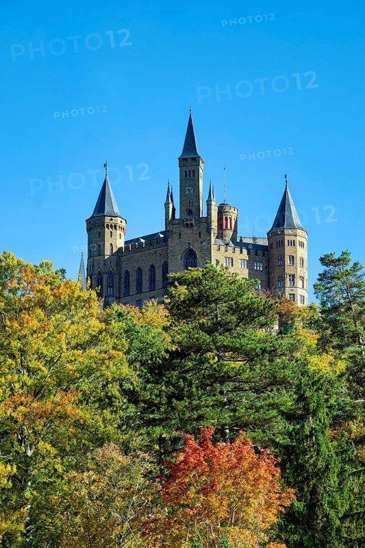 Hohenzollern Castle, ancestral home of the House of Hohenzollern, noble family, German emperors, Bisingen, Baden-Württemberg, Germany