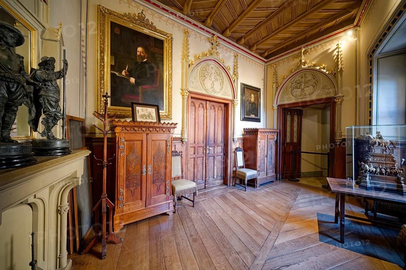 Adjunct's room, Hohenzollern Castle, ancestral home of the House of Hohenzollern, interior, noble family, German emperors, Bisingen, Baden-Württemberg, Germany