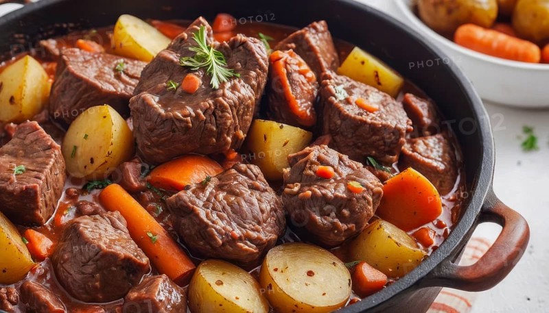 This delicious stew is a comforting meal, perfect for a cold evening or a special occasion, AI generated