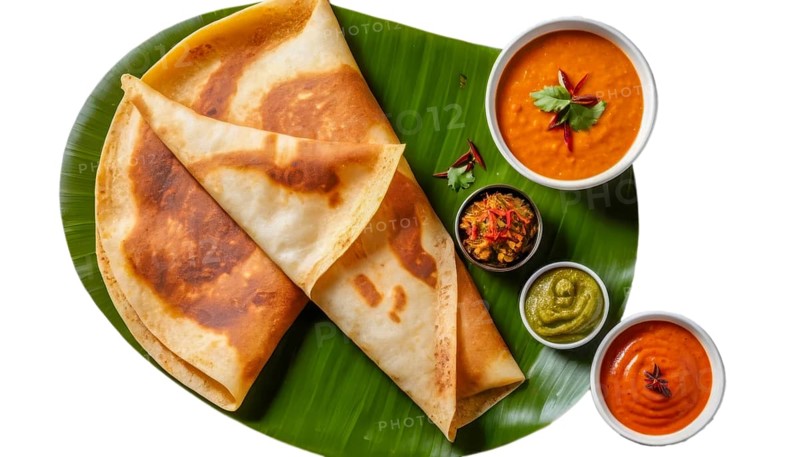 This image showcases a traditional South Indian breakfast, perfect for food blogs and culinary projects, AI generated