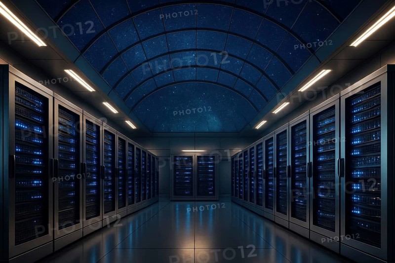 This futuristic data center showcases advanced technology and secure data storage solutions, AI generated