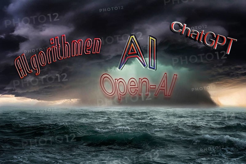 Symbolic photo, threat from algorithms, ChatGBT, AI, OpenAI, chatbot, artificial intelligence, IT system, IT technology, computer system, software, Microsoft, silicon brain, thinking machine, creativity, new wonder of the world, Einstein replacement, questionable intelligence, AI research, voice robot, algorithm, replace thinker, risk of suicide of young people