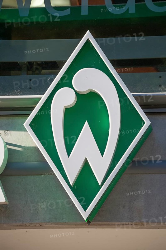 SV Werder Bremen logo at the Weserstadtion soccer stadium, Bremen