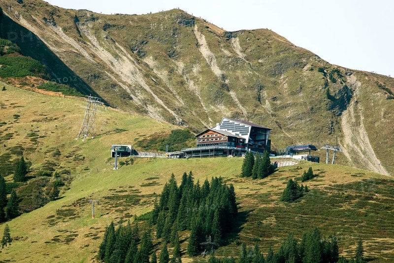 Fellhornbahn, Schlappoldsee station, behind Schlappoldkopf and Söllerkopf, Oberstdorf, Oberallgäu, Allgäu, Bavaria Germany