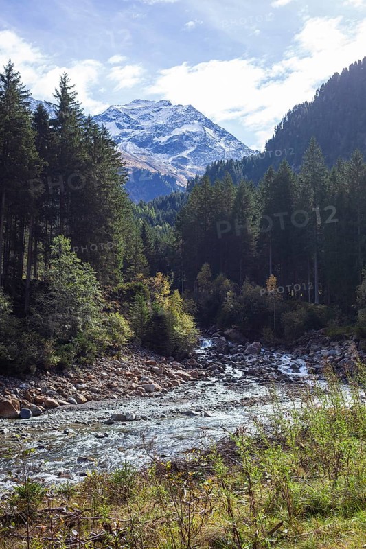 River Ruetz am Wilde Wasser Weg in autumn, WildeWasserweg, Stubai Valley, Tyrol, Austria
