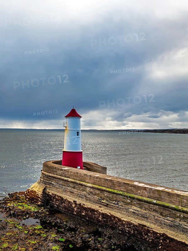 Berwick Pier and Lighthouse from a drone, Berwick-upon-Tweed, England, United Kingdom