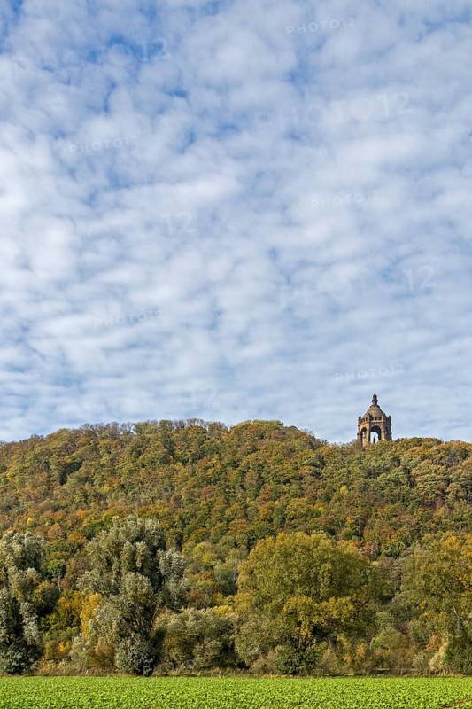 Mountain, forest, Kaiser-Wilhelm-Denkmal, Porta Westfalica, North Rhine-Westphalia, Germany