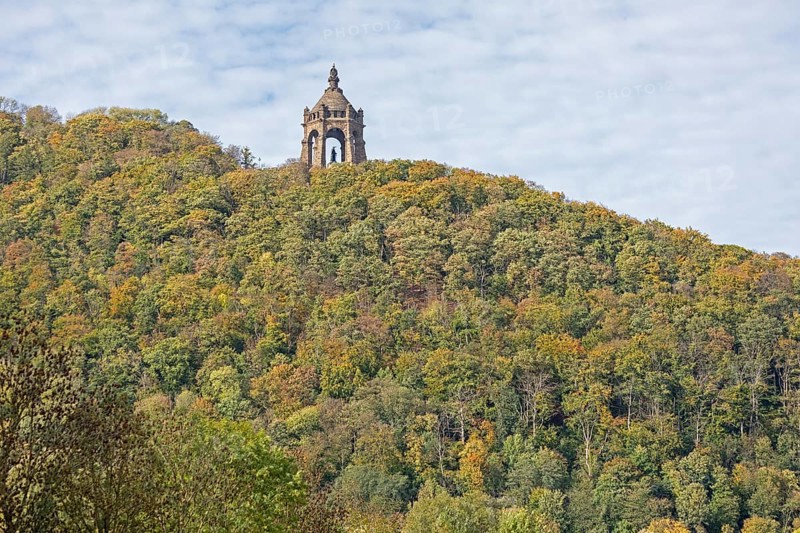 Mountain, forest, Kaiser-Wilhelm-Denkmal, Porta Westfalica, North Rhine-Westphalia, Germany