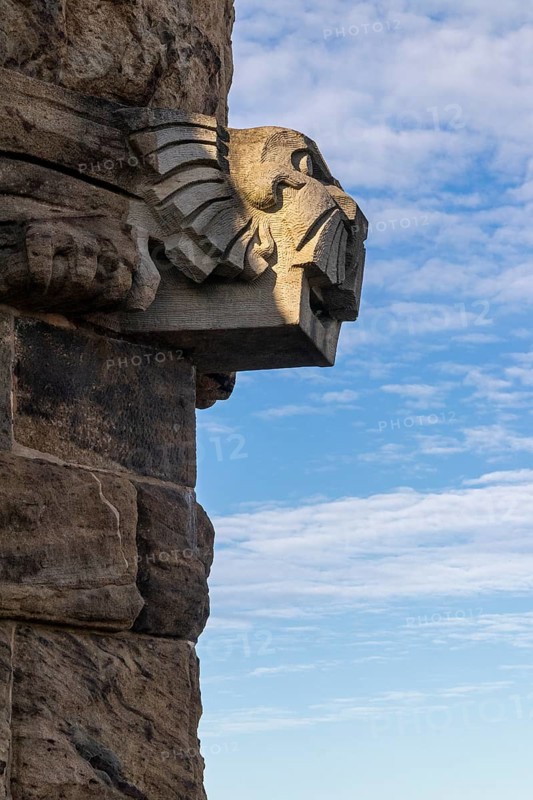 Detail, Gargoyle, Kaiser-Wilhelm-Denkmal, Porta Westfalica, North Rhine-Westphalia, Germany