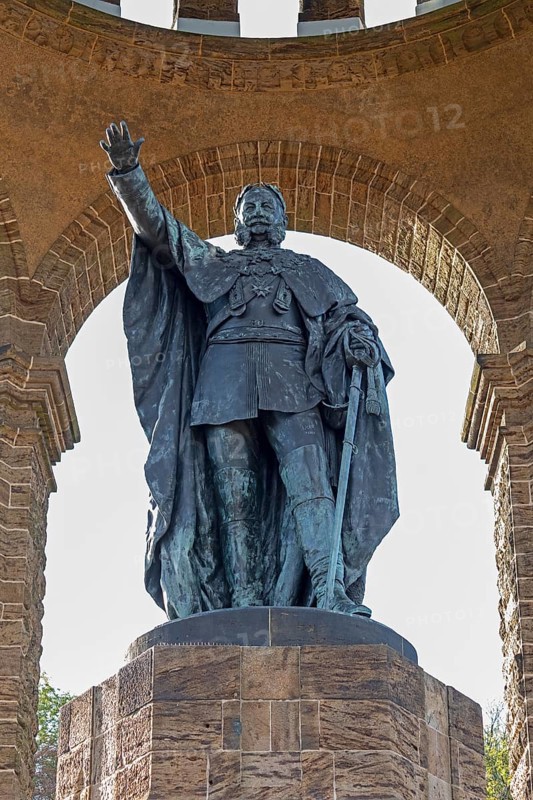 Statue, Kaiser Wilhelm Memorial, Porta Westfalica, North Rhine-Westphalia, Germany